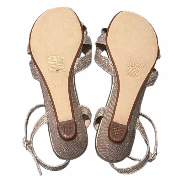 Benjamin Walk Sandals Womens 9.5M Gold Rhinestone Wedge Bridal Cocktail Holiday - Picture 3 of 15